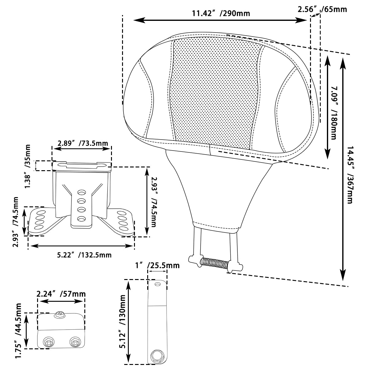 FOVPLUE Adjustable Rider Backrest,Detachable Plug-in Driver Backrest Pad w/Mounting Kit for Harley Touring 2009-2025,for CVO Roa