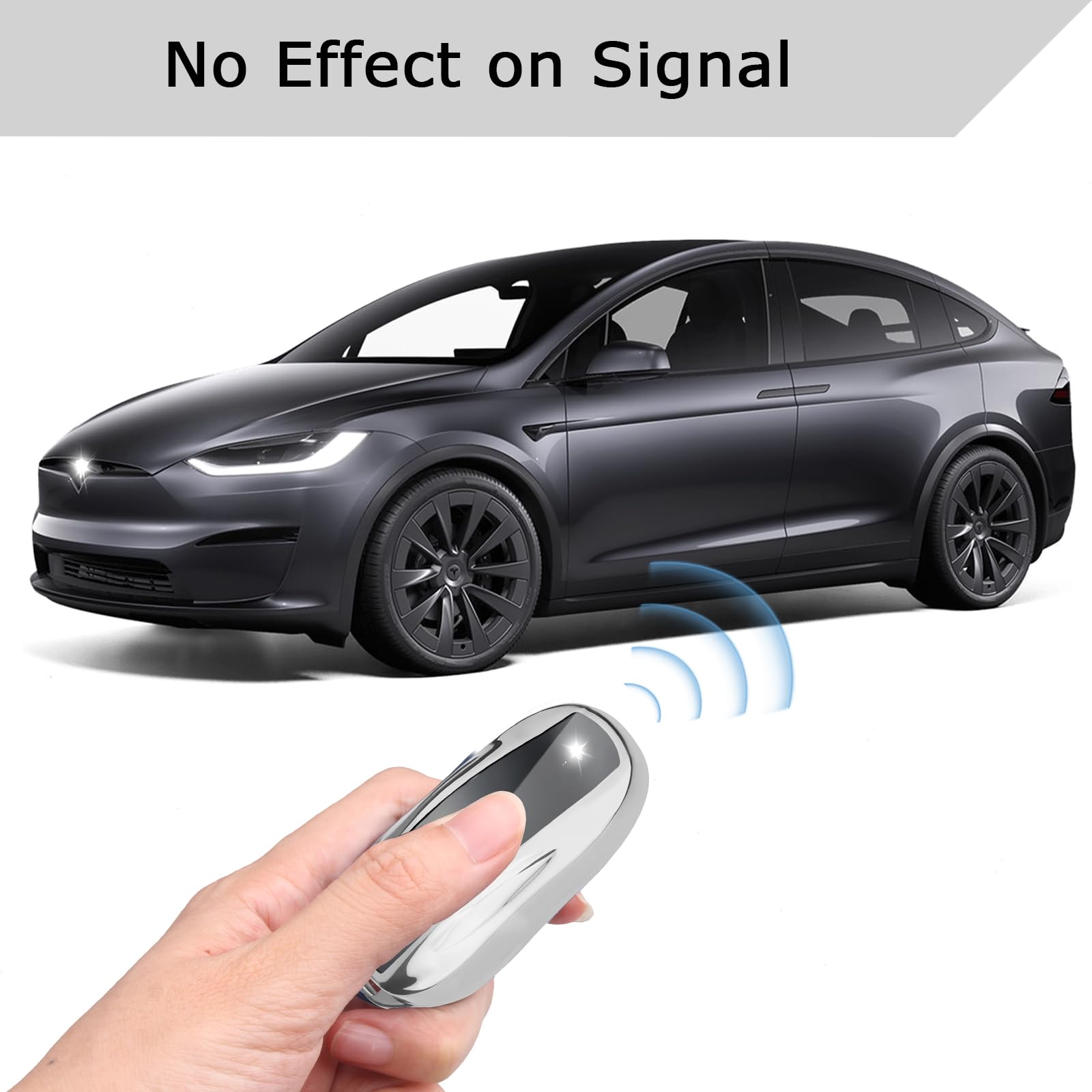 Qbuc For Tesla Key Fob Cover With Keychain Soft Tpu Protection Case Compatible With Tesla Model X (Silver)