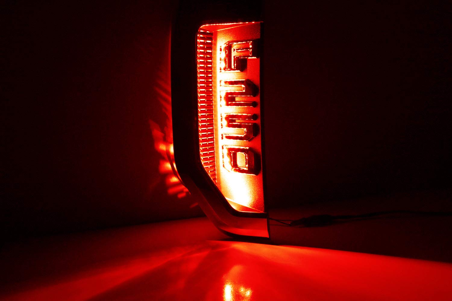 Ijdmtoy Sports Red Led Background Illumination Kit Compatible With 2017-2021 Ford F250 F350 F450 Super Duty Side Fender Chrome E