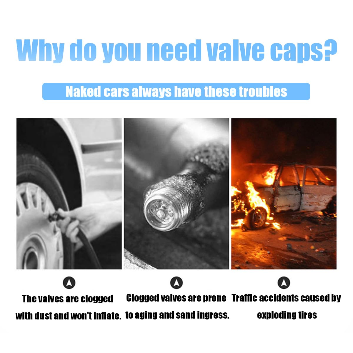 Osilly Car Tire Stem Valve Caps, 4 Pcs Aluminum Alloy Valve Stem Covers, Corrosion Resistant Leak-Proof Tire Cap Cover Accessori