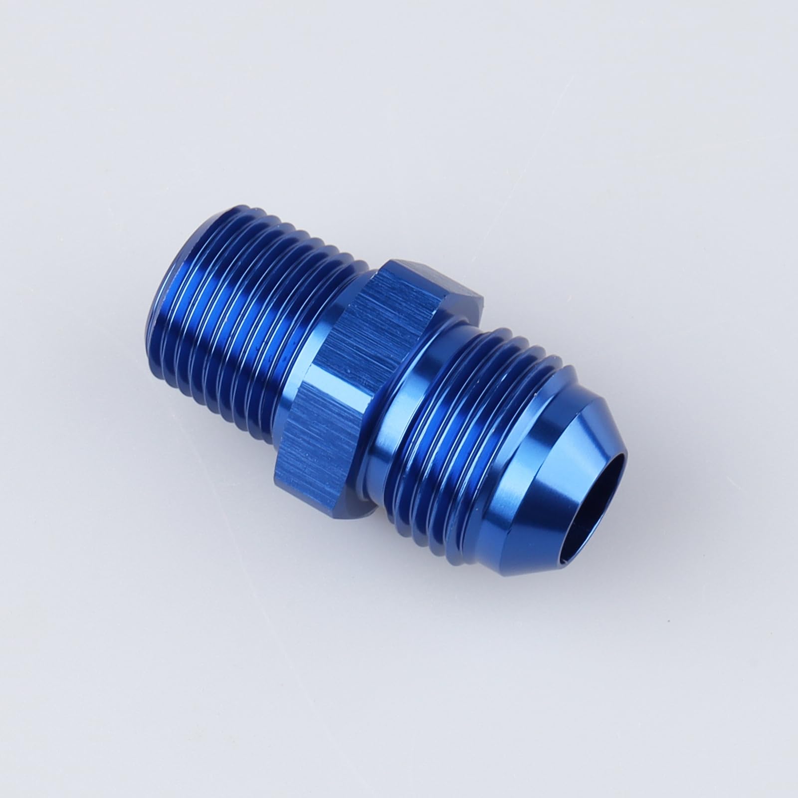 Ac Performance Male 3/8'' Npt To -8 An Flare Adapter Straight Aluminum Blue
