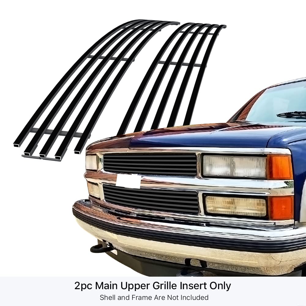 APS Compatible with Chevy Blazer C K Pickup Suburban 1994-1999 & 95-99 Tahoe Main Upper Stainless Steel Black Billet Grille Gril