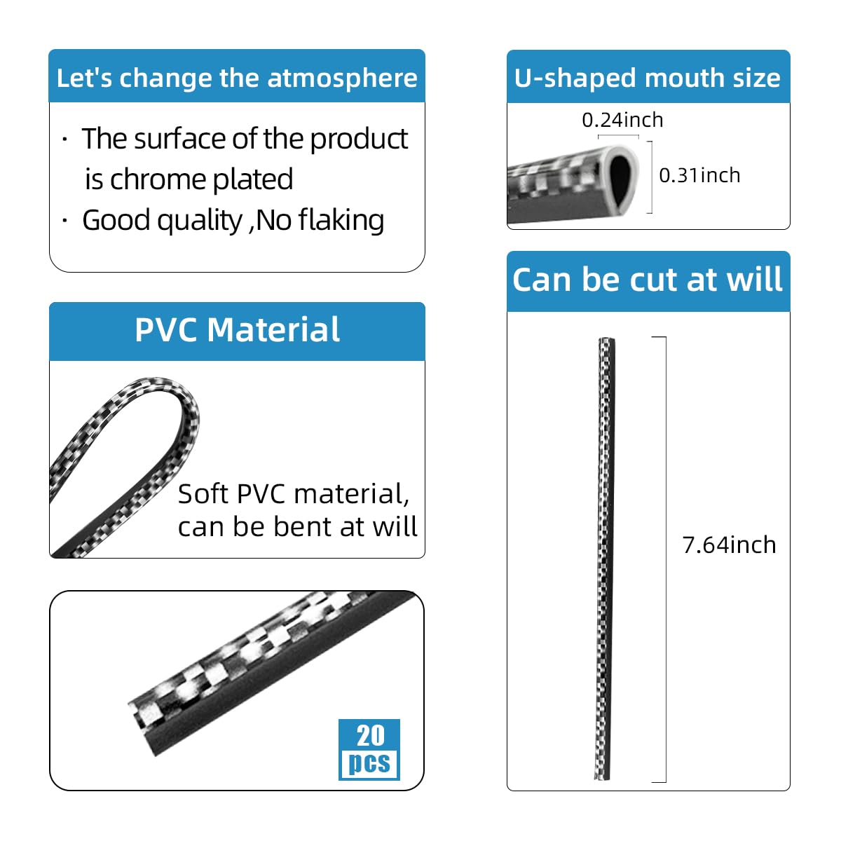 Ziciner 20 Pcs Car Air Conditioner Decoration Strip, Waterproof Bendable Auto Air Vent Outlet Shiny Trim, Universal Vehicle Inte