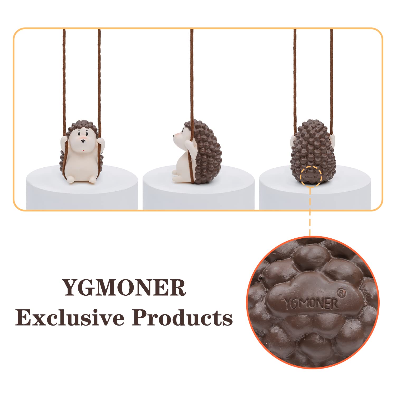Ygmoner Super Cute Swinging Hedgehog Car Mirror Hanging Ornament Car Interior Accessories (New Hedgehog)