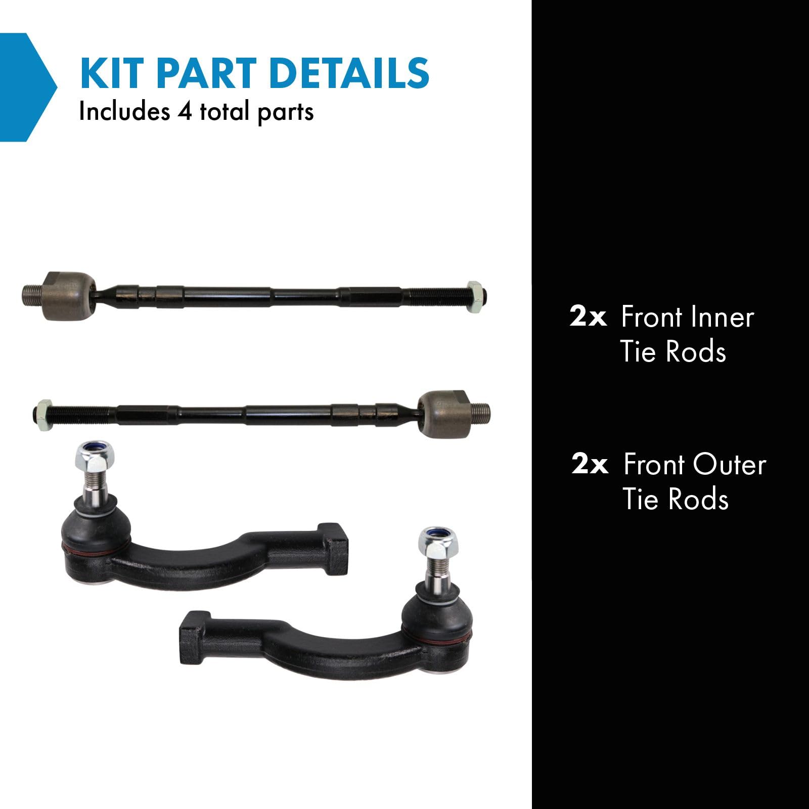 Trq Front Inner And Outer Tie Rod Set Compatible With 2015-2019 Subaru Legacy Outback