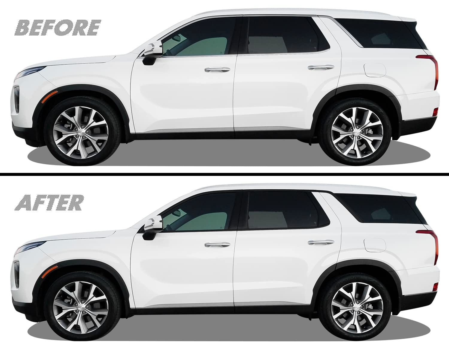 Slickmod Chrome Delete Blackout Vinyl Overlay For 2020-2023 Hyundai Palisade Window Trim (1. Window Trim, Gloss Black)