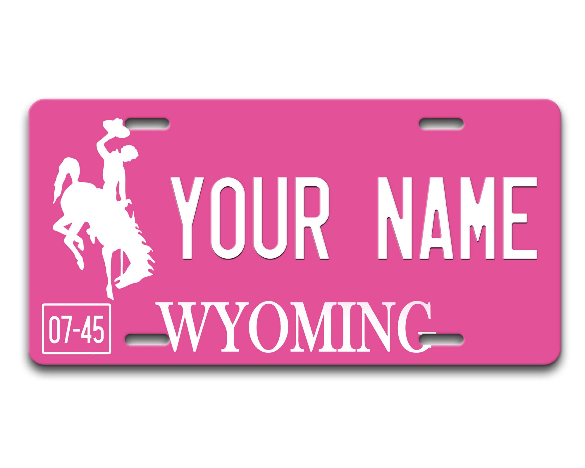 Brgiftshop Personalized Licence Plate Wyoming Pink Holiday 2021 State Car Vehicle 6X12 Inches Custom Name Auto Tag (All States Available)