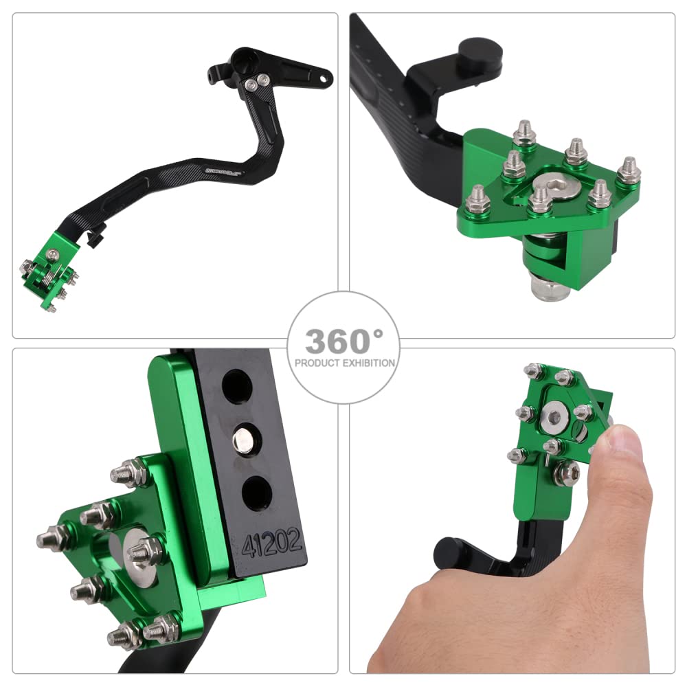 Jfg Racing Brake Pedal Foot Lever For Klx110,Folding Dirt Bike Rear Brake Cnc Forging Aluminum Alloy For Klx 110/Klx110L 2010-2023 Green