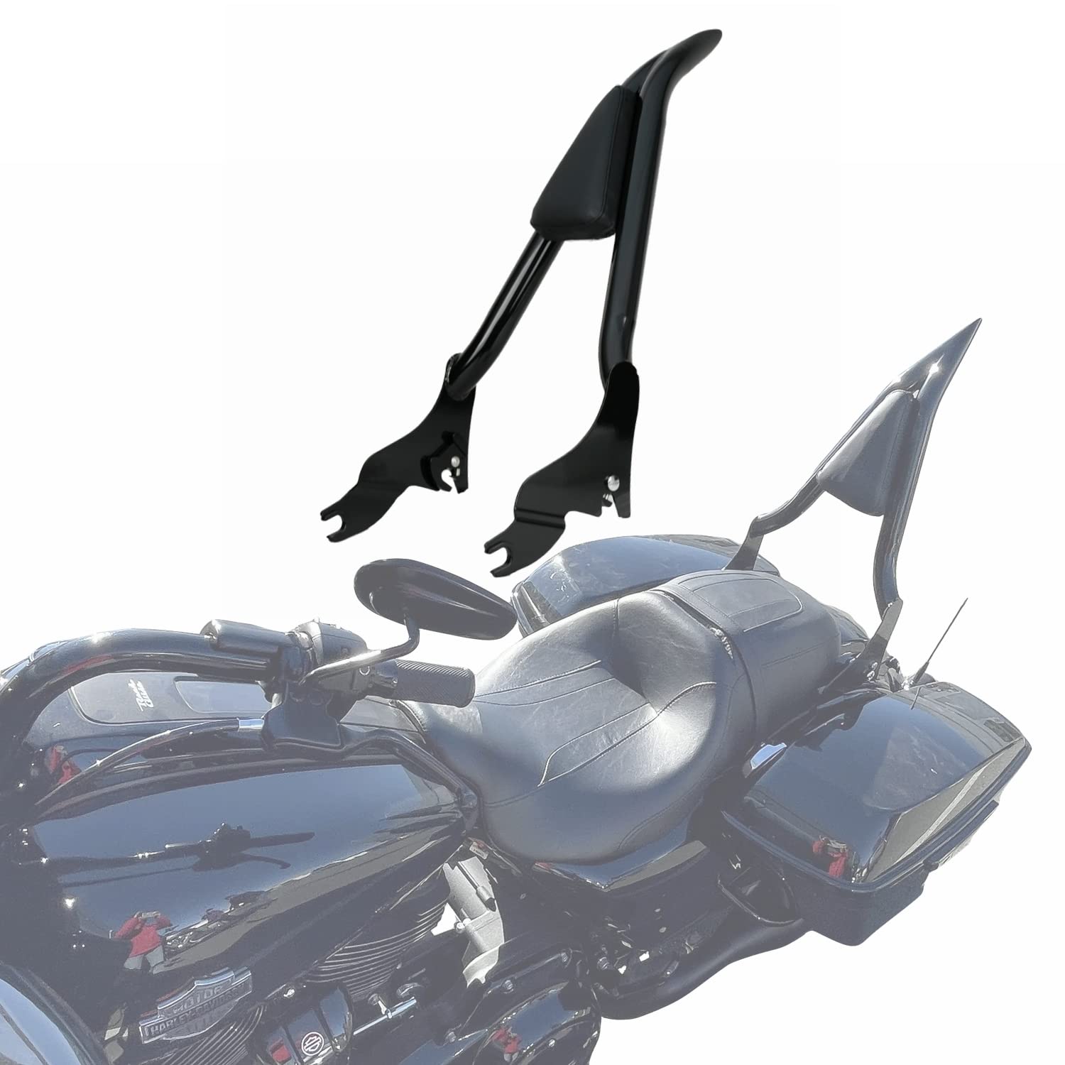 Yhmoto Detachable Sissy Bar Passenger Backrest 22'' Inch Rear Pad Fit For Harley Touring Models 2009-2022 Road King Ultra Cvo Li