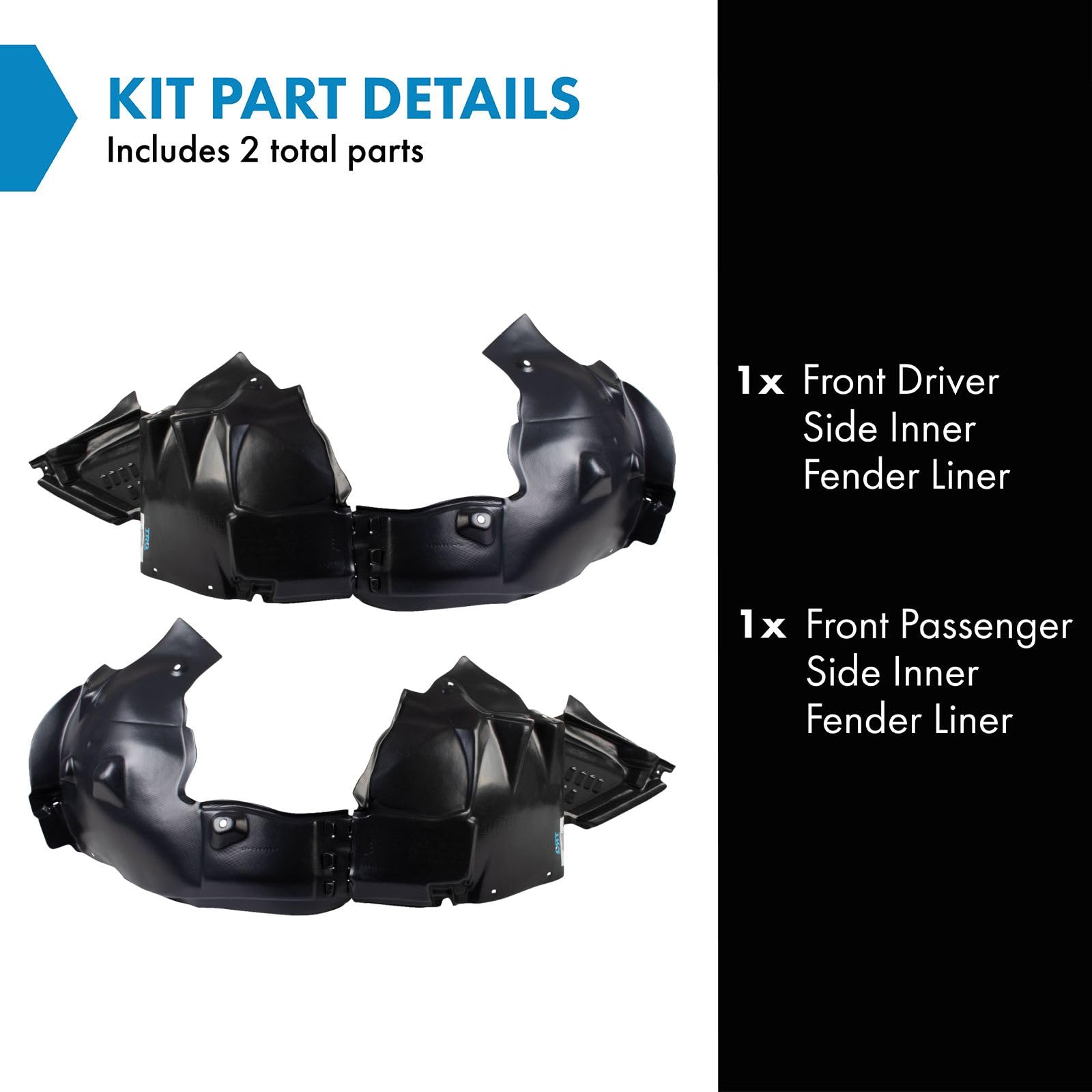 Trq Front Inner Fender Liner Set Compatible With 2012-2016 Chevrolet Sonic Gm1248236 Gm1249236