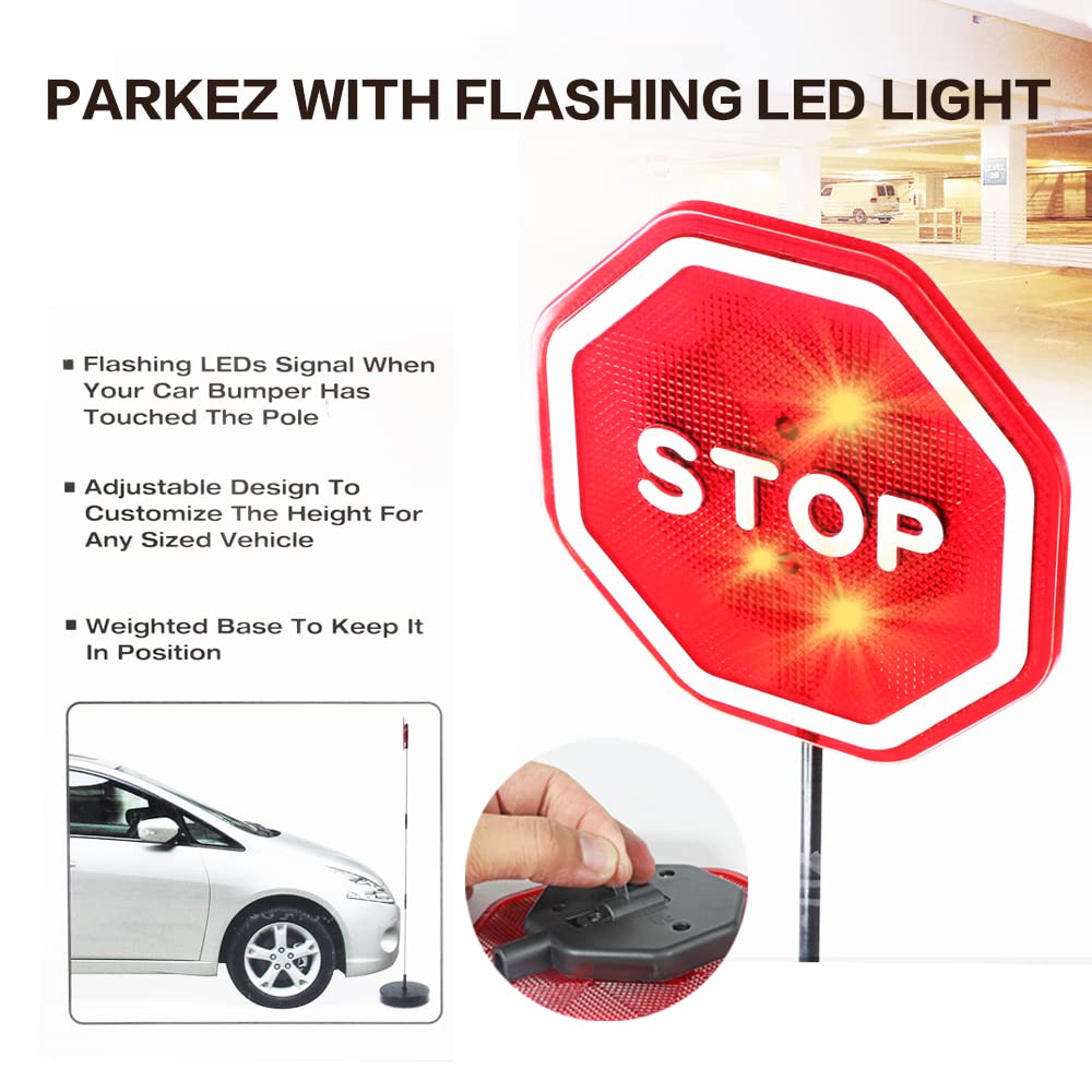 Reswish LED Light Parking Stop Sign,Smart Parking LED Garage Flashing Warning Stop Sign, Parking Assist LED Stop Sign Parking As