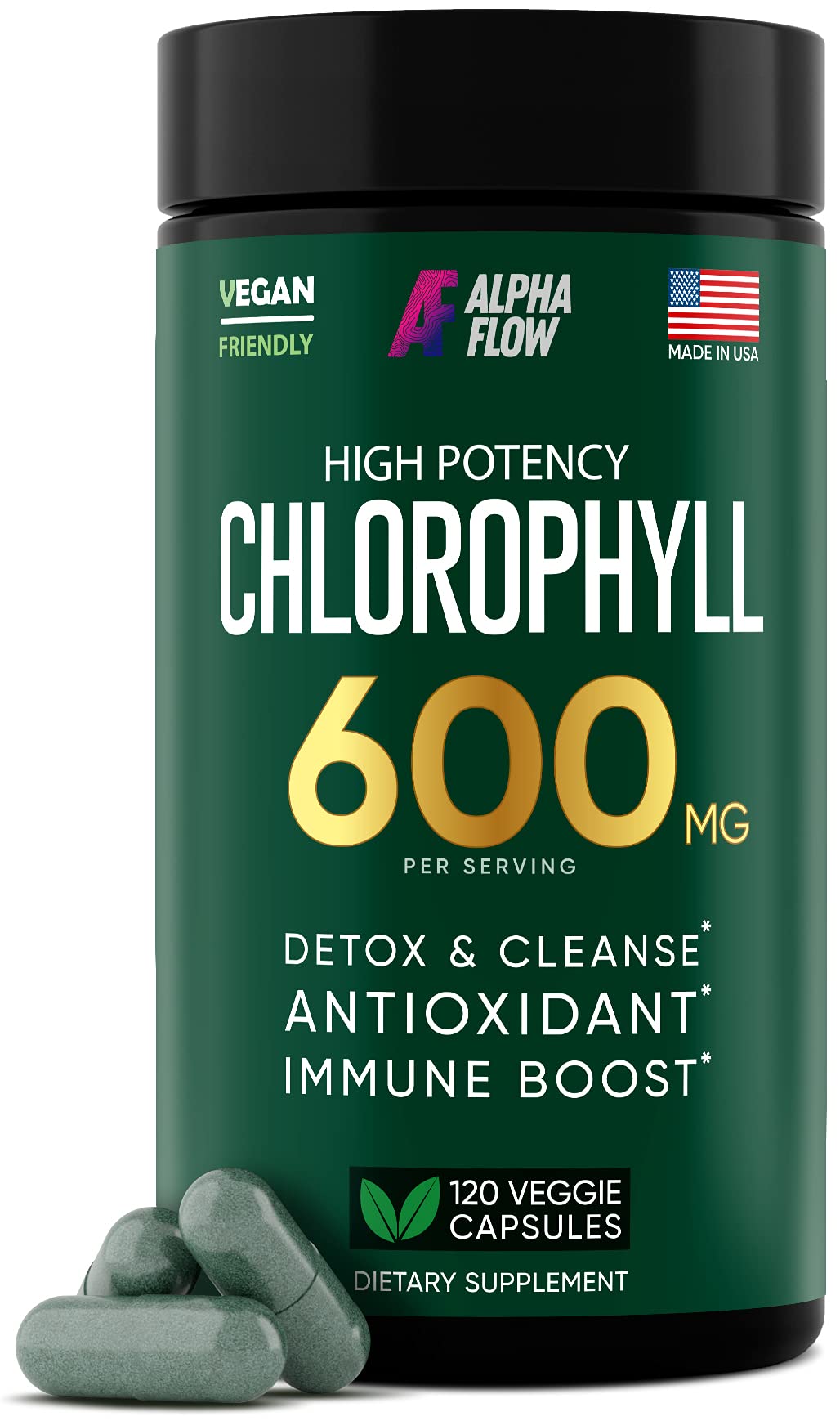 Chlorophyll Capsules 600 Mg - Natural Chlorophyll Pills For Women  Men - Highly Bioavailable Organic Chlorophyll Supplement For