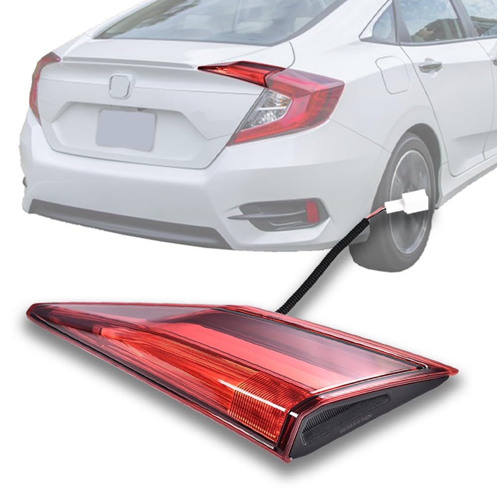 LQI LED Tail Lights Assembly Inner Side Compatible with Honda Civic Sedan 2016-2020 Right Passenger Side Rear Brake Lamps Assemb