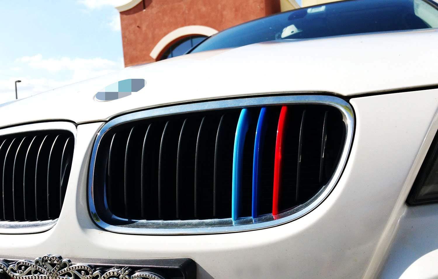 Ijdmtoy Exact Fit ///M-Colored Grille Insert Trims Compatible With 2009-2012 Bmw E90 E91 Lci 3 Series 325I 328I 330I 335I Front Center Kidney Grilles (12 Beams)