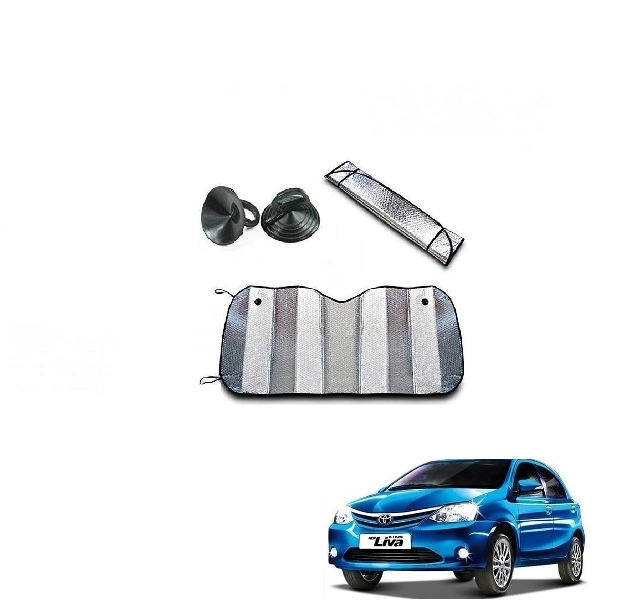 Kozdiko Car UV Protection Silver Foil Sunshade Film Windshield Visor Front Windshield Sunshade for Toyota Etios Liva