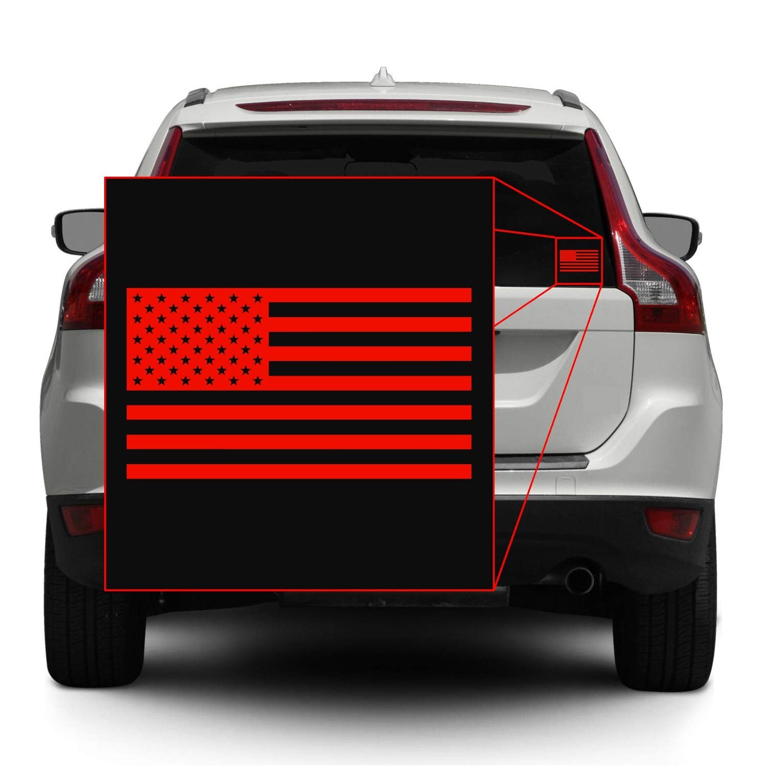 American Us Flag [Pick Color/Size] Vinyl Decal Sticker For Laptop/Car/Truck/Window/Bumper (5In X 2.8In [3-Pack], Matte Red)