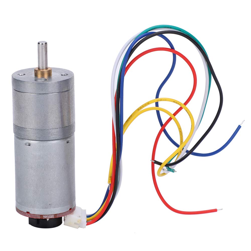 GA25-370 Gear Motor DC with Speed Encoder, Stainless Steel High Torque Electric Micro Speed Reduction Geared Motor Brush DC Moto