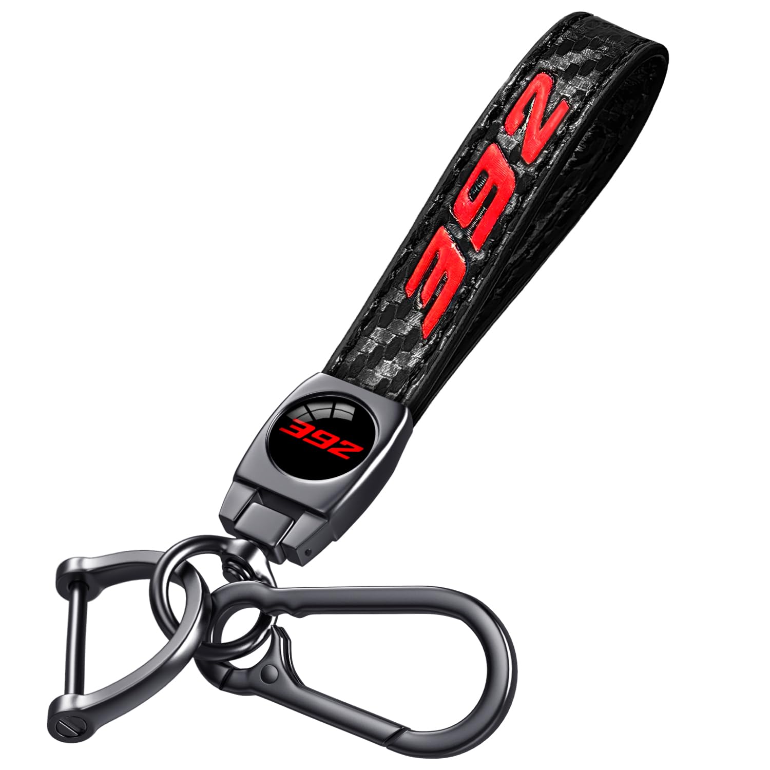 Annloysky Black Carbon Fiber Leather Metal Car Keychain Keyring Compatible with Dodge Challenger Durango SRT 392 Cars Accessorie