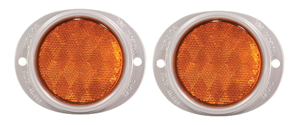 2x Steel 3'' Lens 2-Hole Mounting Amber Reflectors Grote #40193