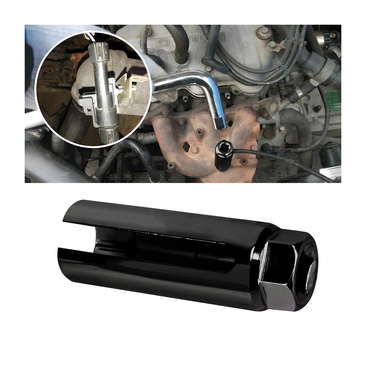 Belomi Oxygen Sensor Socket With Side Wire Cutout, 3/8 Inch Drive X 0.39 Inch (12Mm) 6-Point Fits All Vehicle O2 Removal And Installation, 65 Mn Steel Universal Puller Oxygen Sensor Socket (Large)