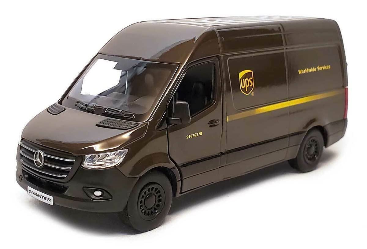 KiNSMART Mercedes-Benz Sprinter UPS Edition Delivery Van 1:48 Scale 5-New