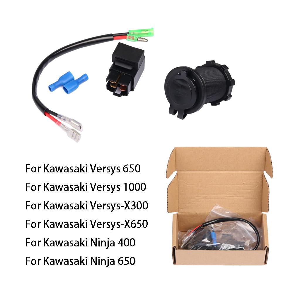 Motorcycle Dual USB Charger with Relay Battery Charger for Kawasaki Versys650 Versys1000 Ninja400 Ninja650 Versys 650 1000 X300