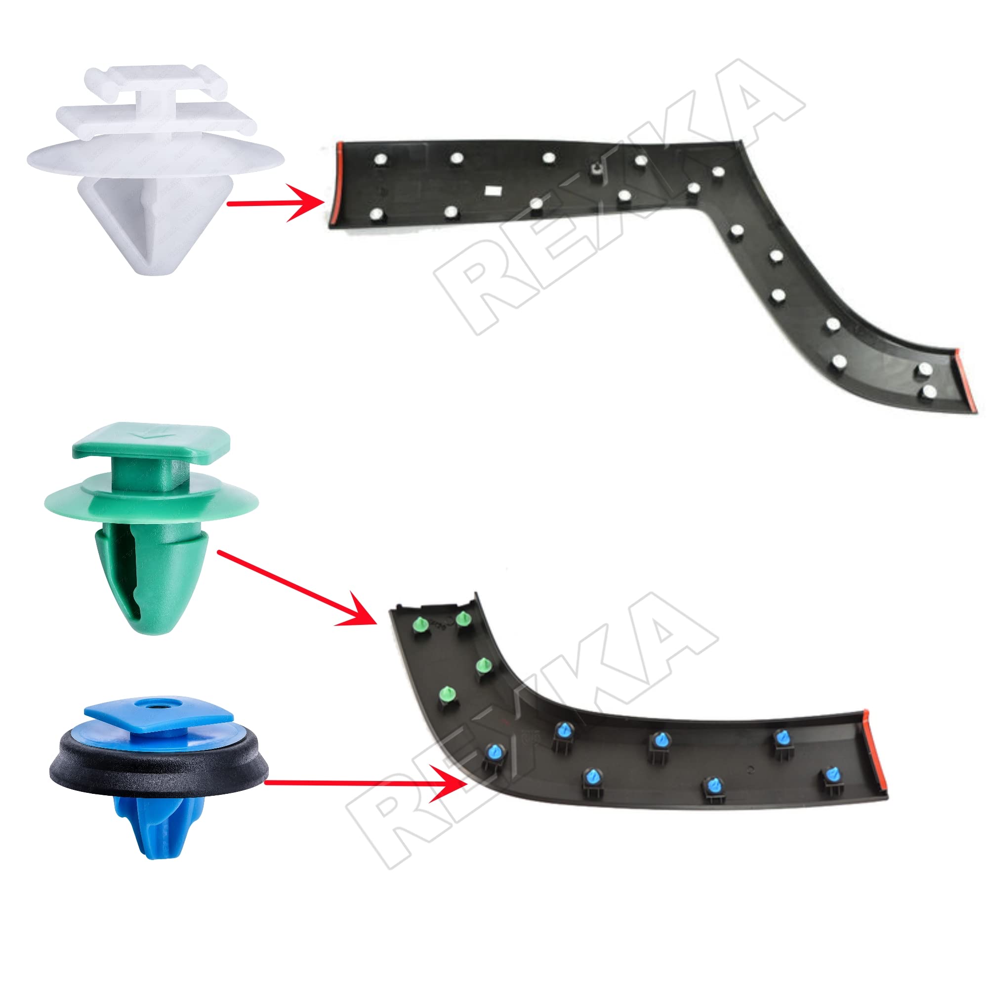 Rexka 20 Sets Fender Flare Trim Door Moulding Clips Kits For Jeep Renegade Fiat 500 5Sr17Jxwaa 68102758Aa 68241251Aa
