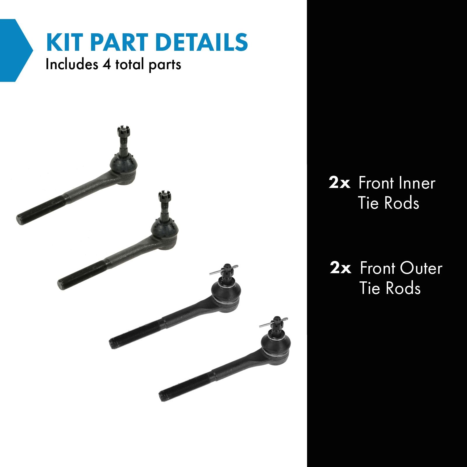 Trq 4 Piece Kit Inner & Outer Lh Rh Tie Rod End Set For Gmc Chevy 4Wd