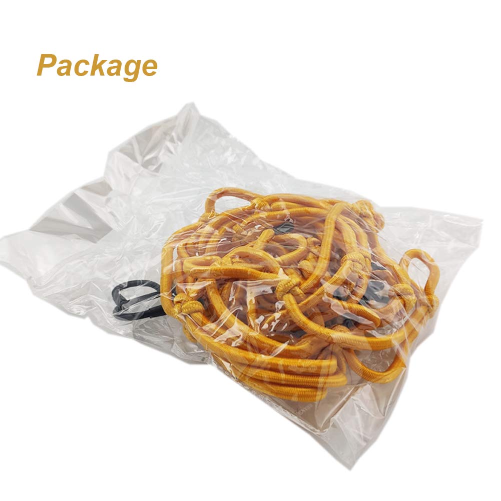 2 Pcs Cargo Net,11.8 Inch X11.8 Inch Rack Elastic Storage Net 6 Adjustable Hooks For Bike Bicycle Motorcycle (Yellow)
