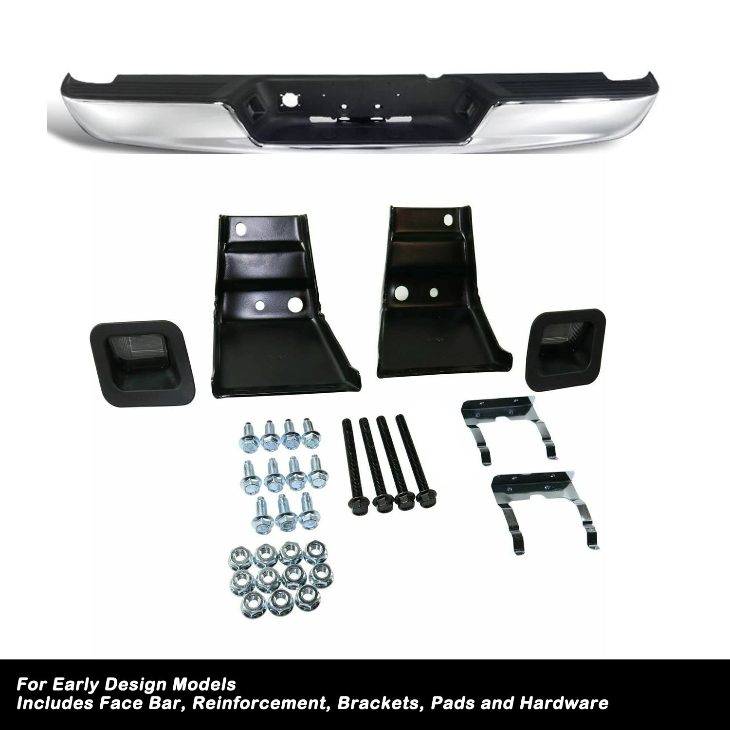 Jsboyat Rust Resistance Rear Bumper Assembly Fits For 2002-2008 Dodge Ram 1500/2003-2009 Ram 2500 3500 Pickup Heavy Duty Chrome Back Bumpers W/Top Pads License Plate Lamp Ch1103111