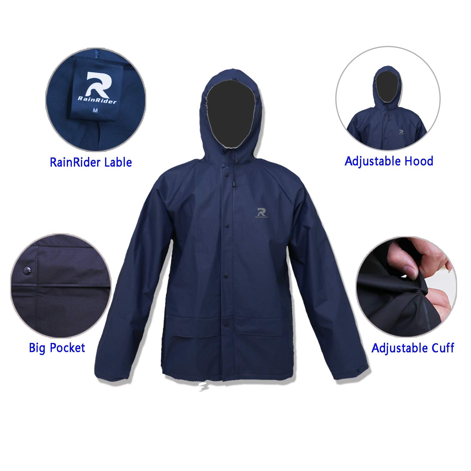 Ultra-Lite Rain Coat With Pants For Men Women Waterproof Rain Suit For All Sports(Navy,S)