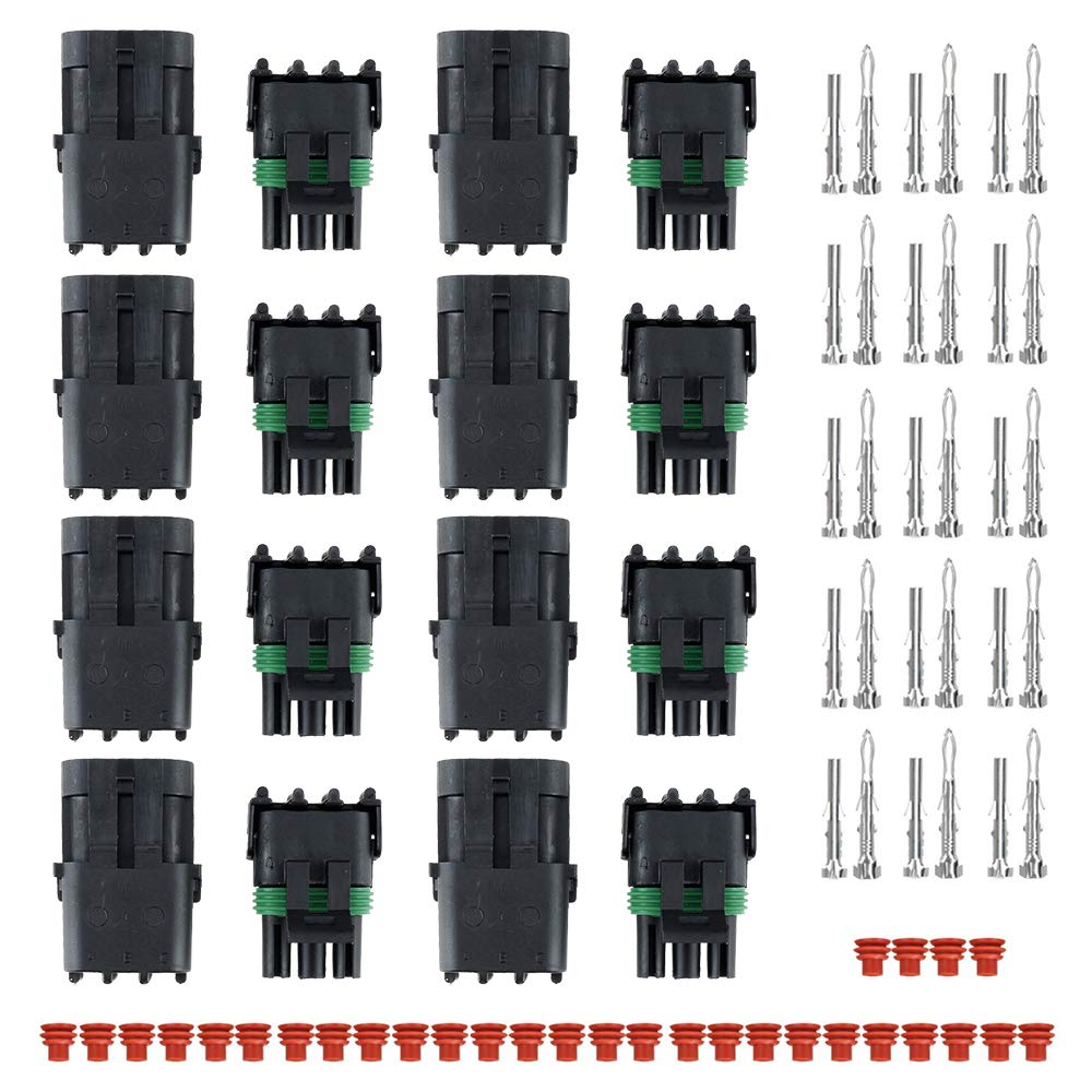 Muyi 10 Kit 3 Pin Way Waterproof Electrical Plugs 2.5Mm Series Terminal Pins Weatherpack Connectors Automotive Replacement Kits