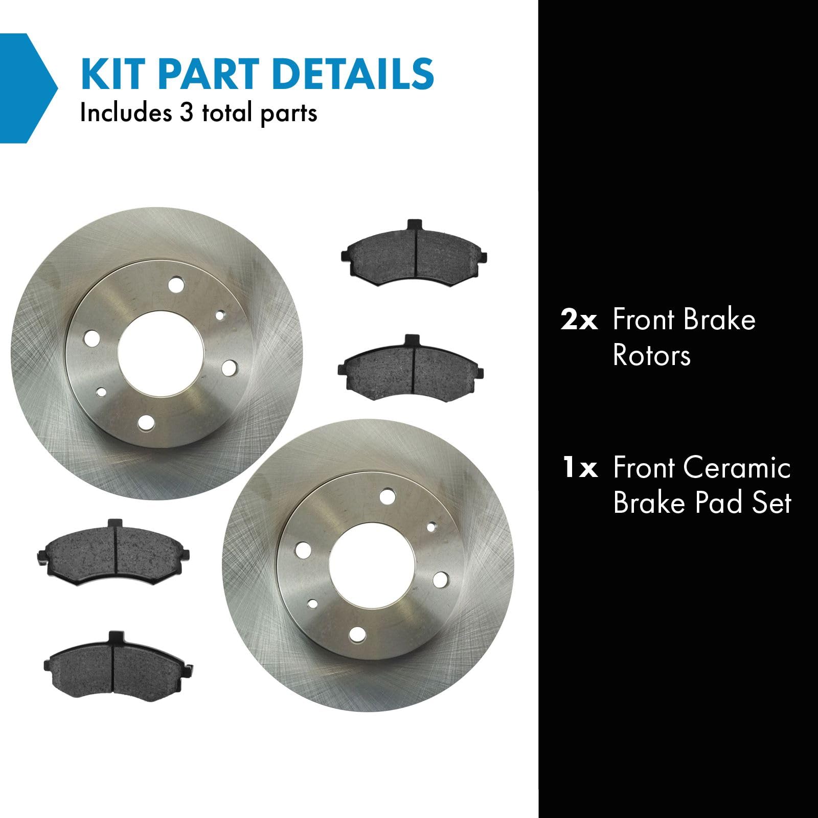 Trq Front Brake Pad & Rotor Kit Brake Pads Brake Rotor Ceramic Compatible With 2002-2005 Hyundai Elantra