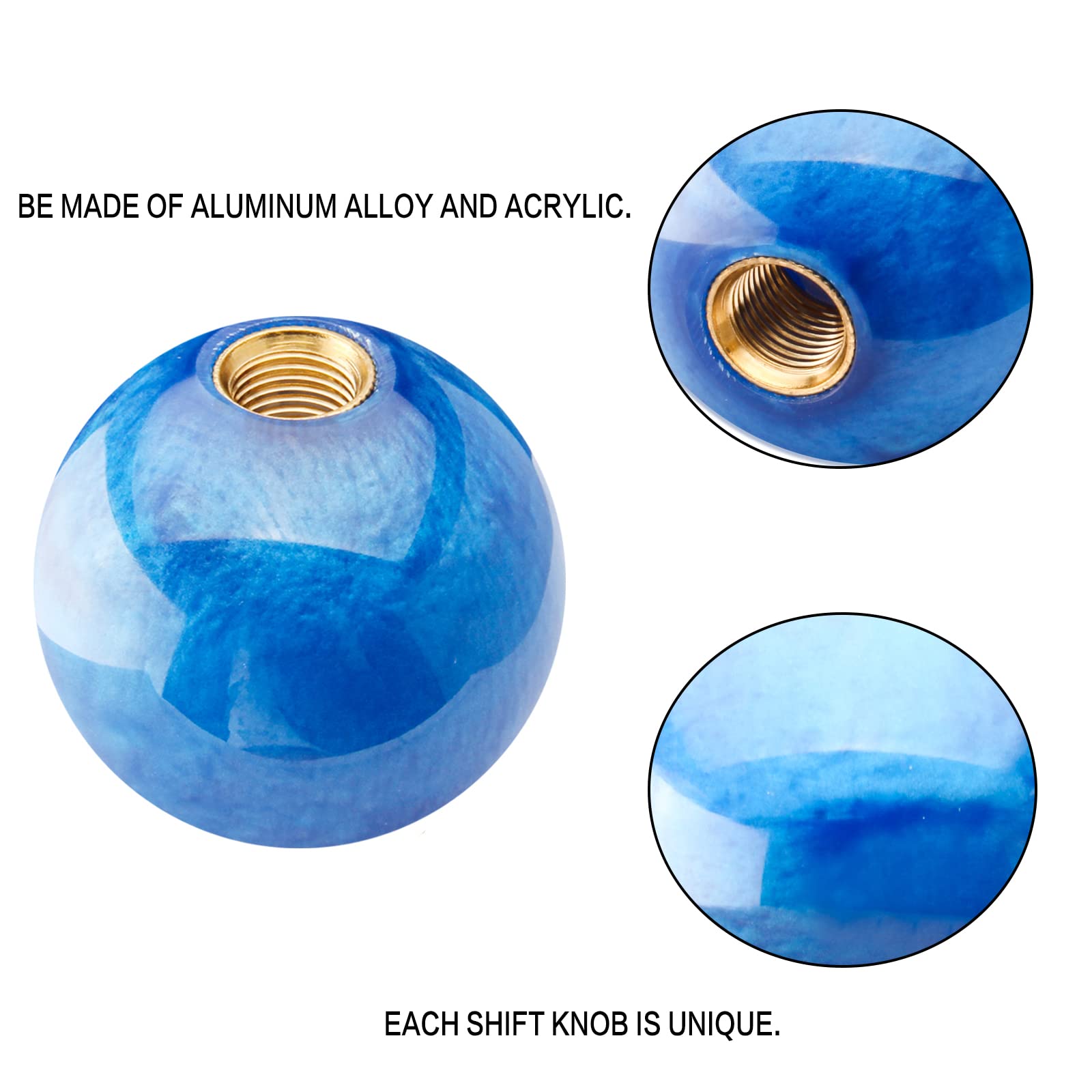 Yiuiy Round Ball Shift Knob Universal Marble Style Gear Shift Knob 5 6 Speed For Manual Automatic Vehicles With Adapters (Dark B