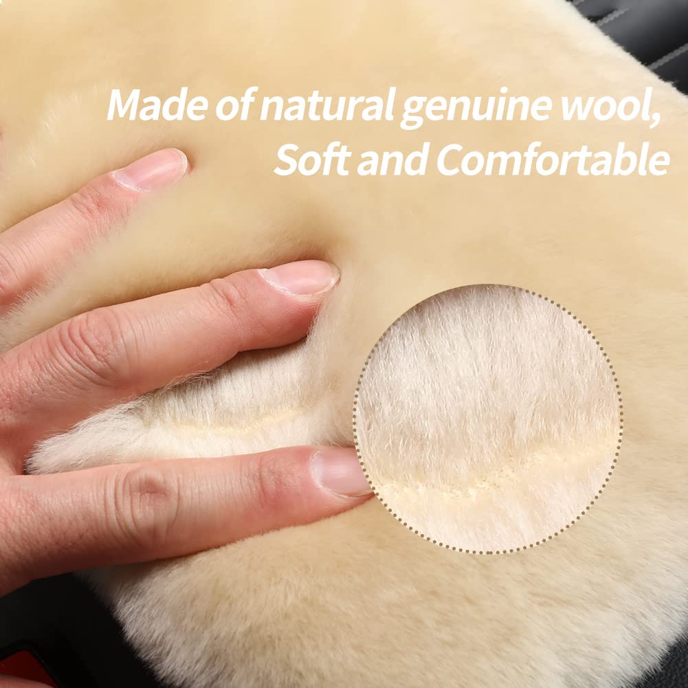 Iriwool Sheepskin Armrest Cover Auto Center Armrest Cover Car Soft Console Pad, Fluffy Wool Auto Center Console Cover For Most Car Arm Rest Decoration Protector 7 X 13 Inch (Shearling, Ivory White)