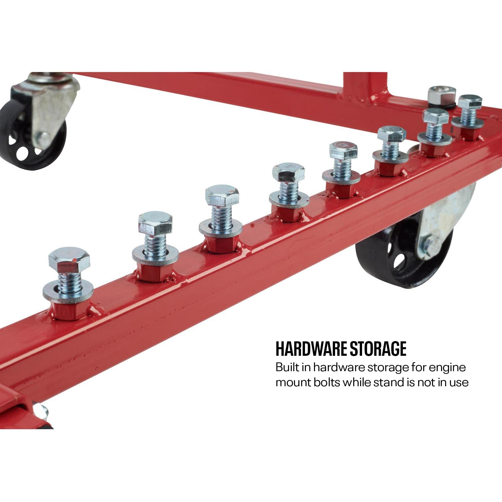 Speedway Motors Rolling Engine Cradle Stand With Wheels, Fits Chevy V8 Small Block And Big Block, Steel Construction, Built In Hardware Storage, Easy Assembly