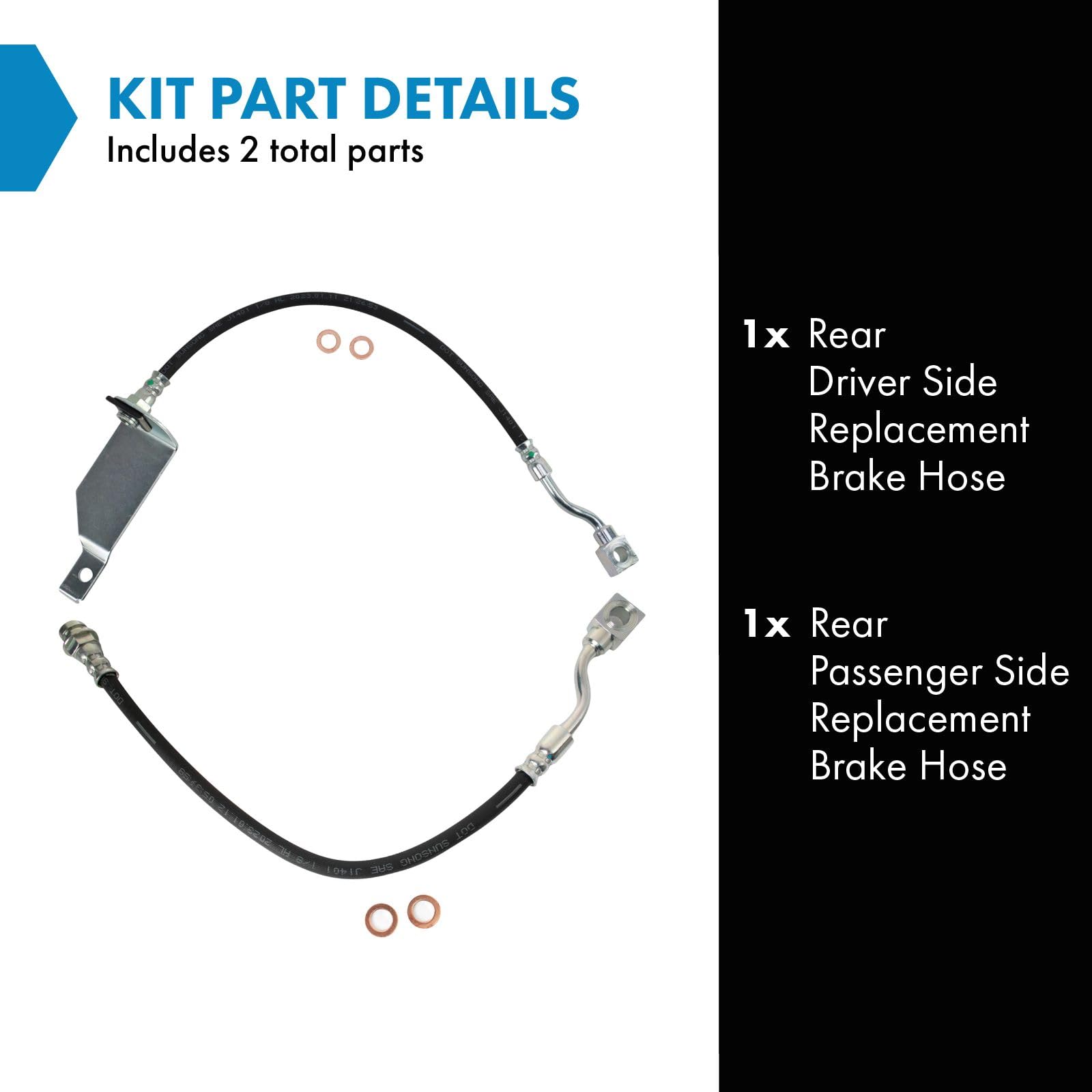 Trq Rear Brake Hose Compatible With Chevrolet Silverado Suburban Gmc Sierra Yukon