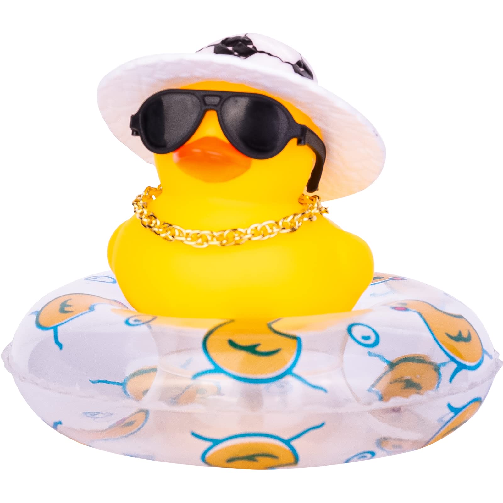 Mumyer Duck Car Dashboard Decorations Rubber Duck Car Ornaments For Car Dashboard Decoration Accessories With Mini Swim Ring Sun