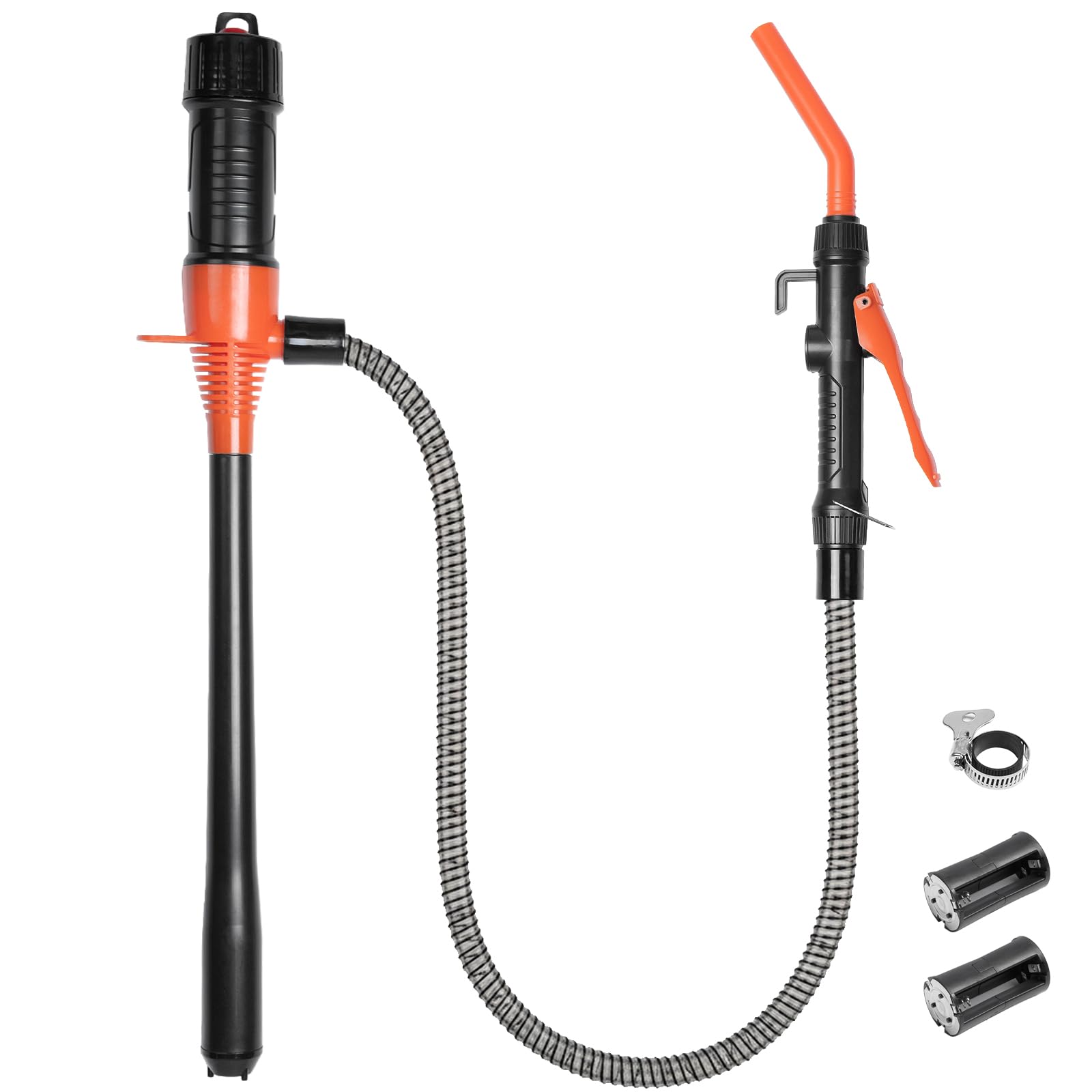 Battery-Powered Fuel & Fluid Transfer Pump, Up to 3 GPM, 38 Intake Tube & Hose, Adjustable Nozzle, Portable Siphon for Gas/Diese