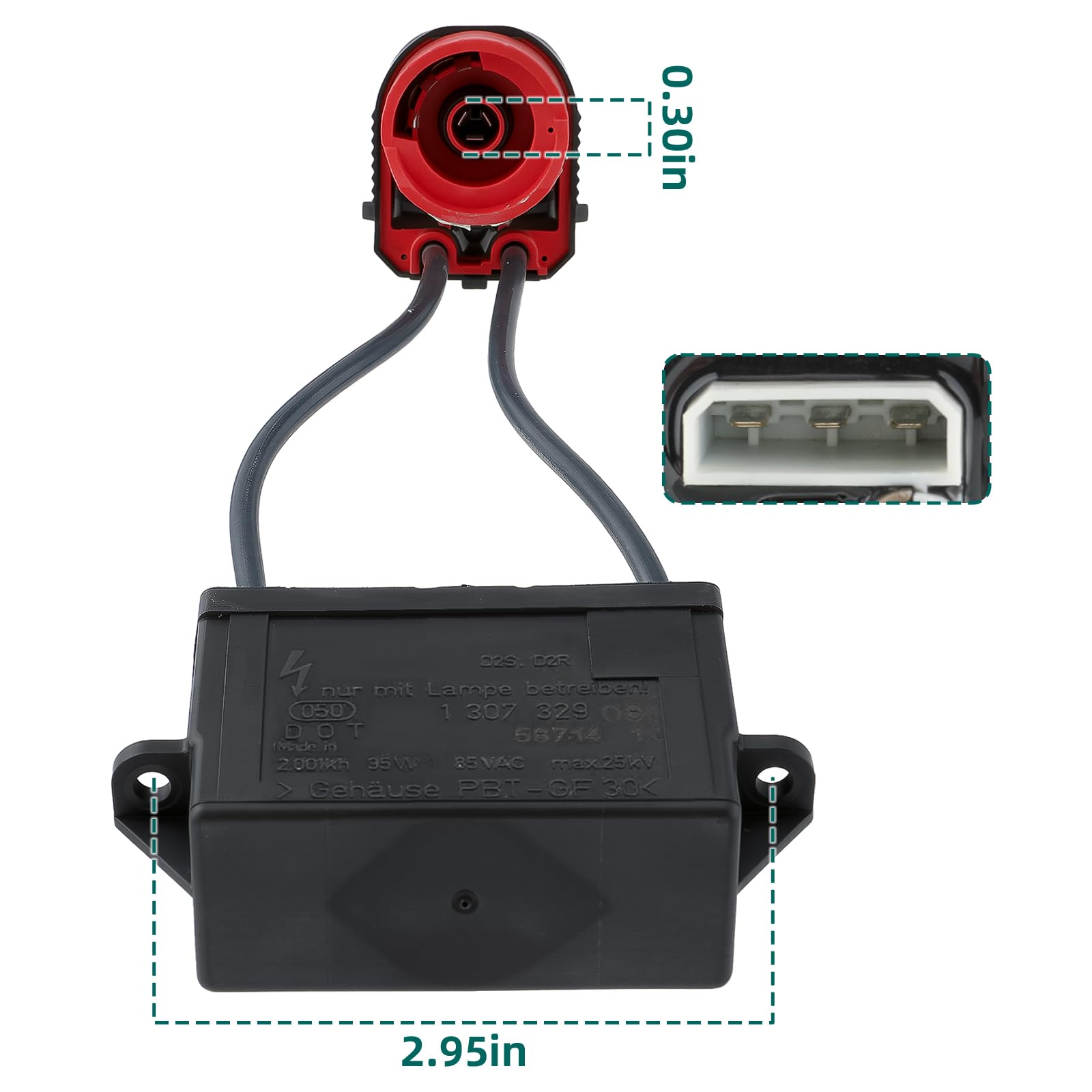 AUTOKAY 63126907504 Xenon HID BuIb Headlight Igniter Socket Plug 3 Pins Fits for BMW E46 3 Series 320i 325ci 325i 325xi 330i 330ci 330xi M3 2001 2002 2003 2004 2005 2006