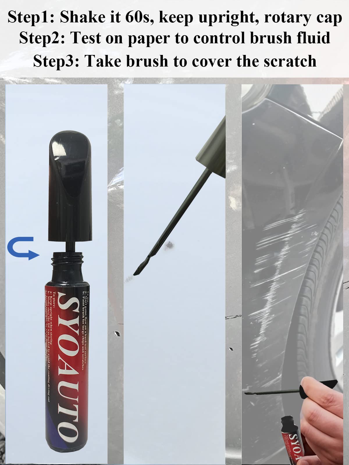 Syoauto Black Touch Up Paint For Cars Auto Paint Pen Scratch Repair Automotive Touch Up Paint 0.4 Oz