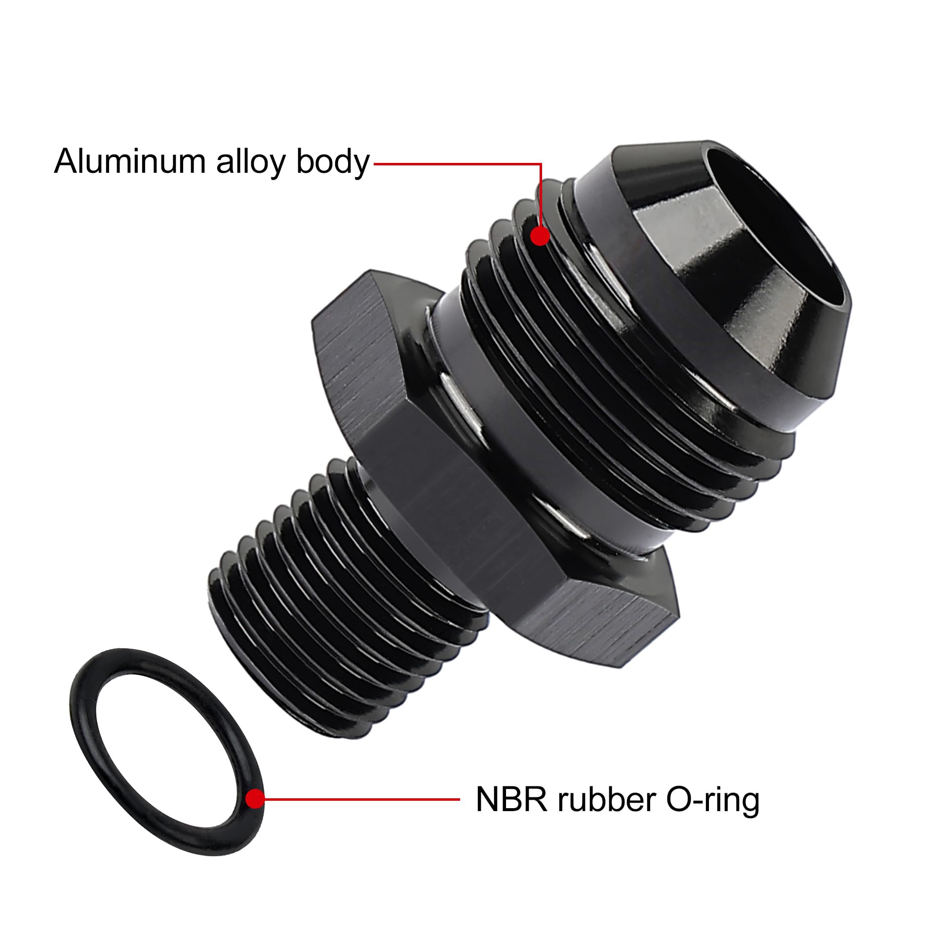 Evil Energy 8An Male Flare To M12 X 1.25Mm Male Metric Fitting Adapter Aluminium Alloy Black 2Pcs