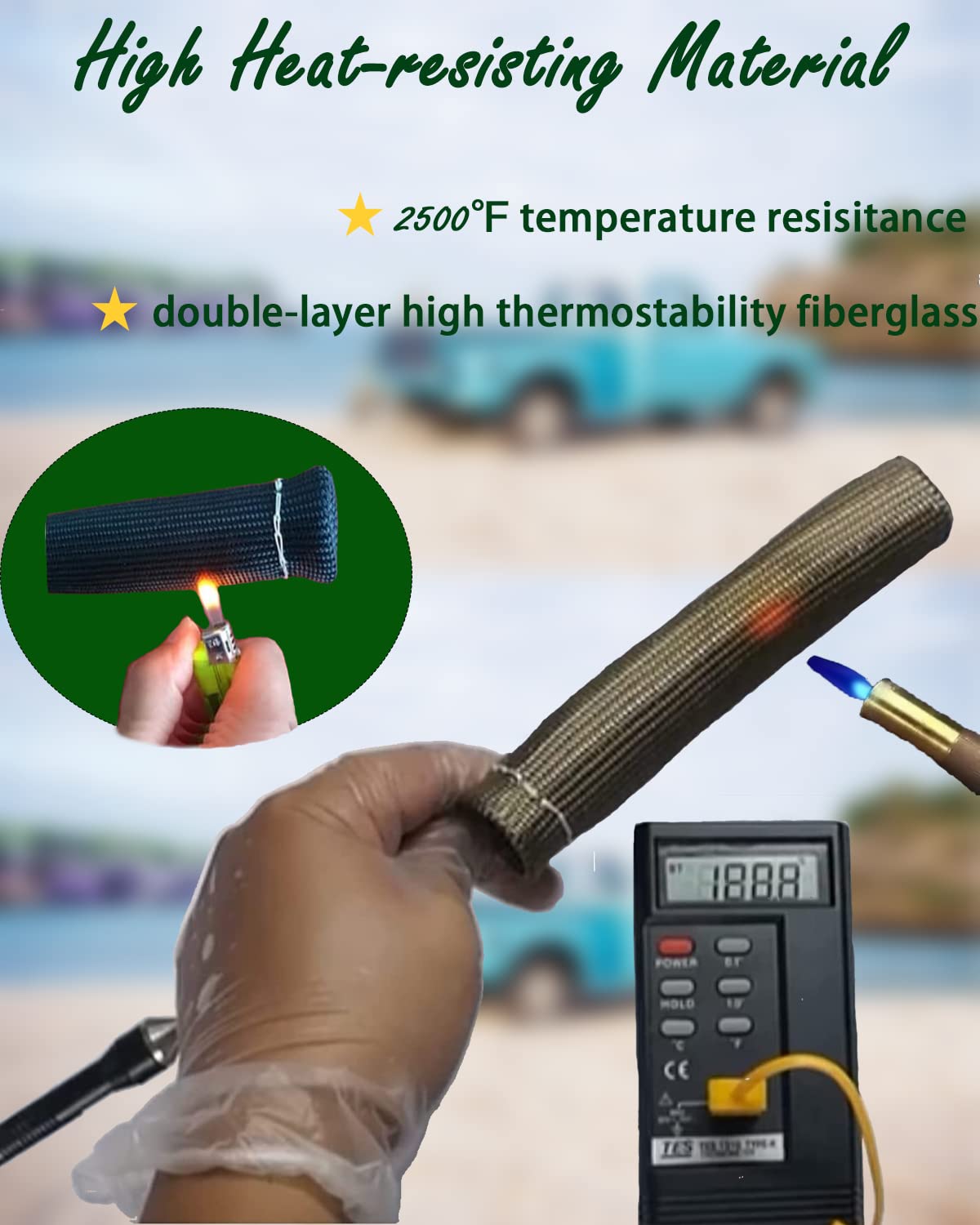 Spark Plug Heat Sleeve Protection - 8 Pcs 2500 Spark Plug Wire Boots Protector, 6 Inches Spark Plug Wire Heat Shield Cover Repla