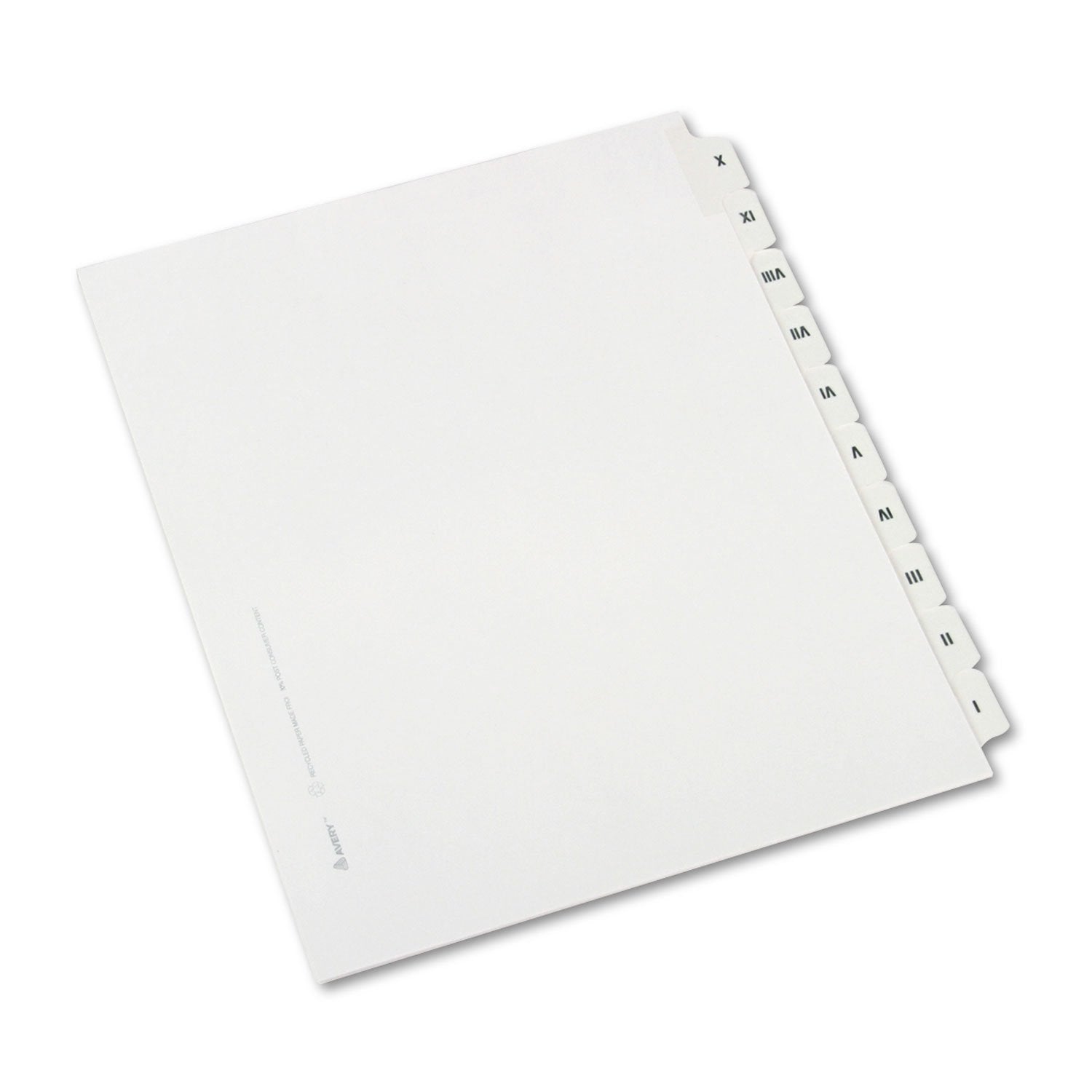 Legal Ring Binder Tab Dividers, Roman Numerical, 11 X 8-1/2, 10/Set Ave82319