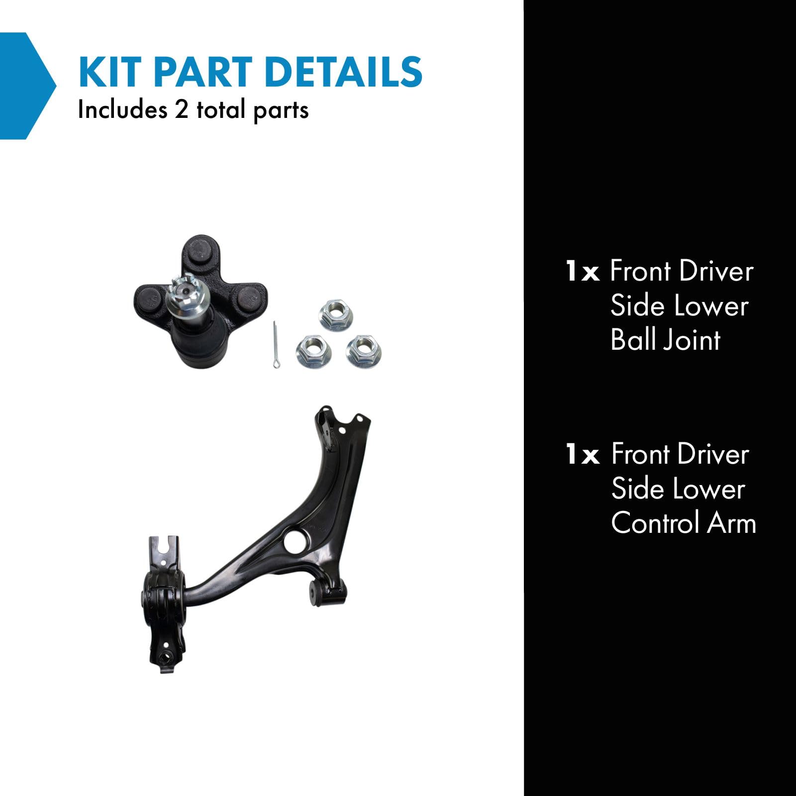 Trq Front Left Lower Control Arm With Ball Joint Drivers Side Compatible With 2016-2021 Honda Civic