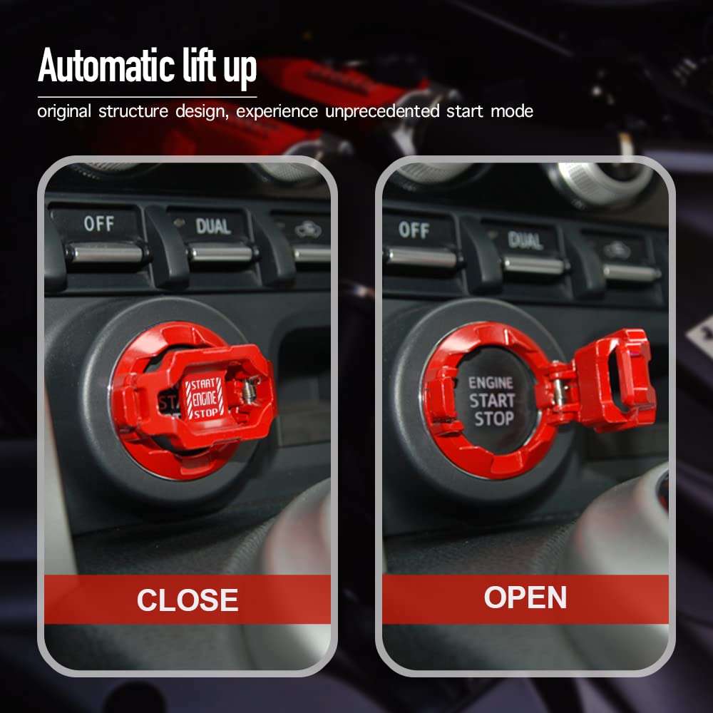 ???????????????? | Tybasthe Push Start Button Cover, Car Engine Start Stop Button Cover Protector, Cool Car Accessories Interior Decor Sticker Motorcycle Key Ignition Switch Cover, Red