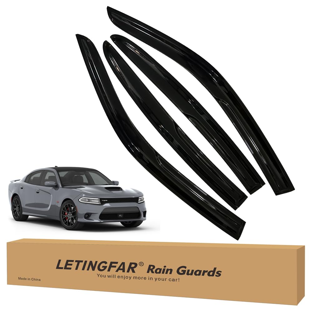 Tape-on Rain Guards for 2011-2023 Dodge Charger, for 2011-2023 Dodge Charger Accessories,Side Vent Visors Shades Window Deflecto