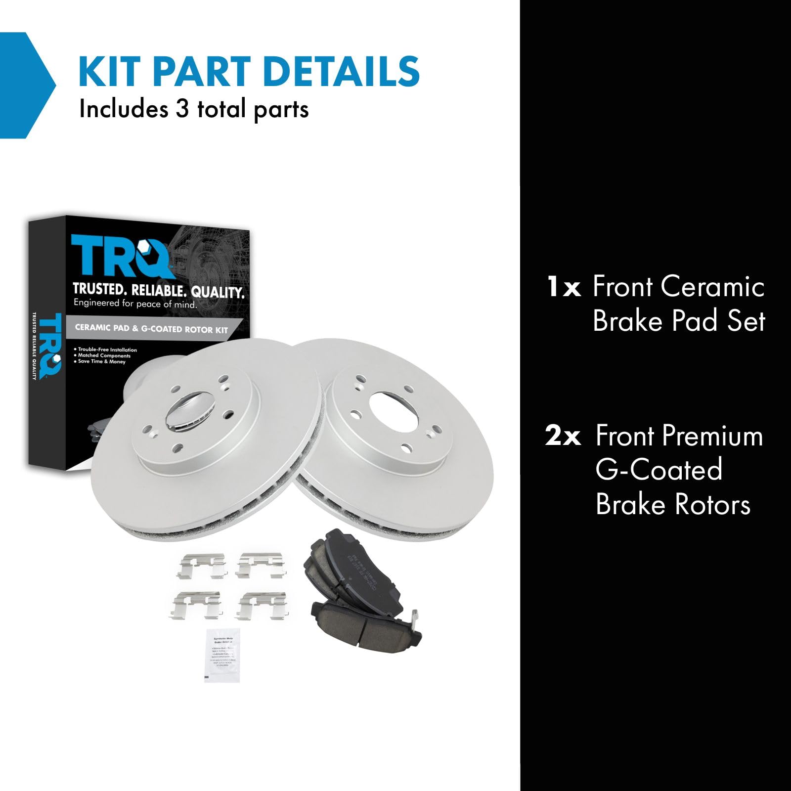 Trq Front Brake Pad & Rotor Kit Brake Pads Brake Rotor Ceramic Premium G-Coated Compatible With 2001-2003 Acura Cl 1999-2008 Tl