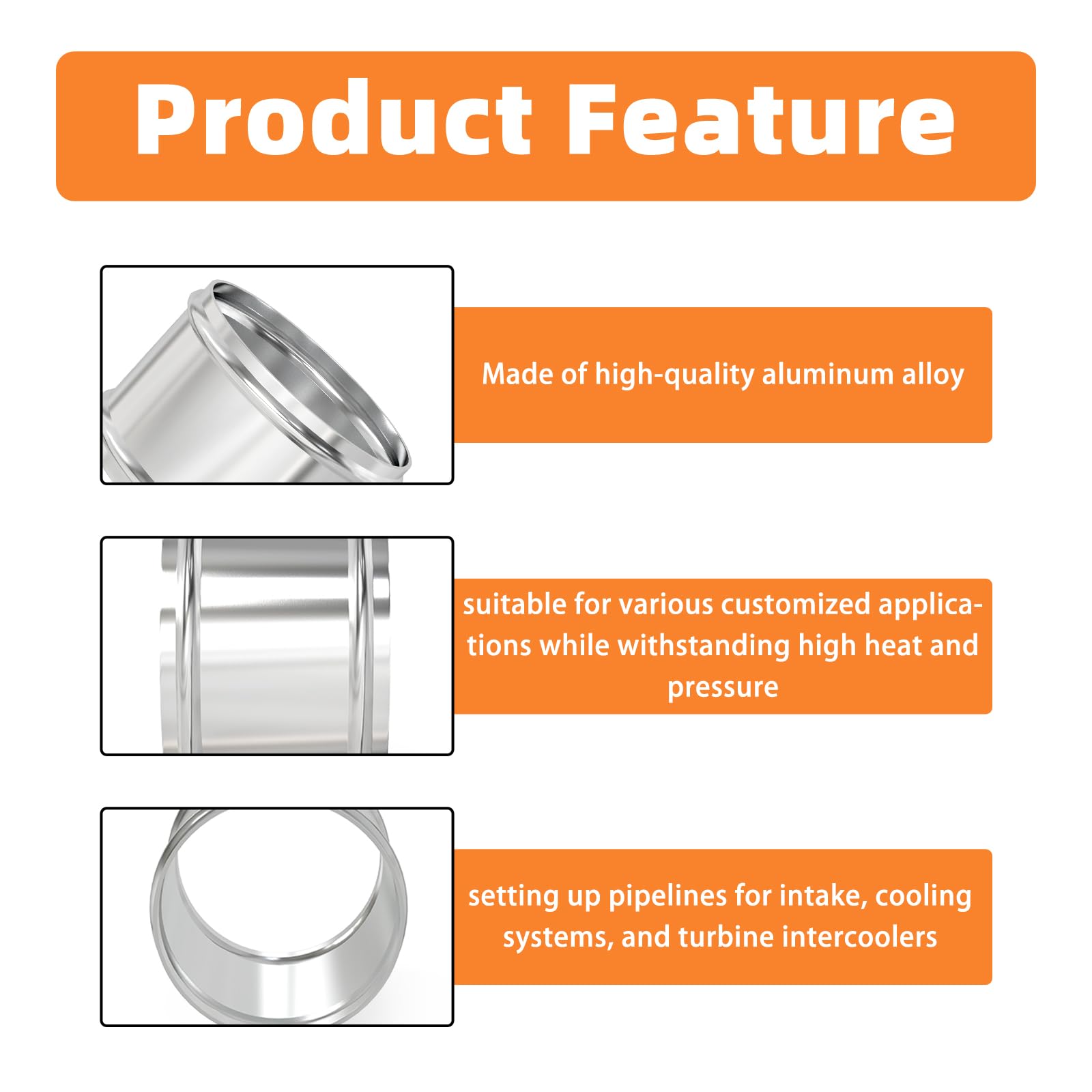 Gasher 1Pcs 3''(76Mm) Aluminum Alloy Tube Aluminum Straight 4''Od With Bead Roll, Intercooler Pipe For Intake And Cooling System