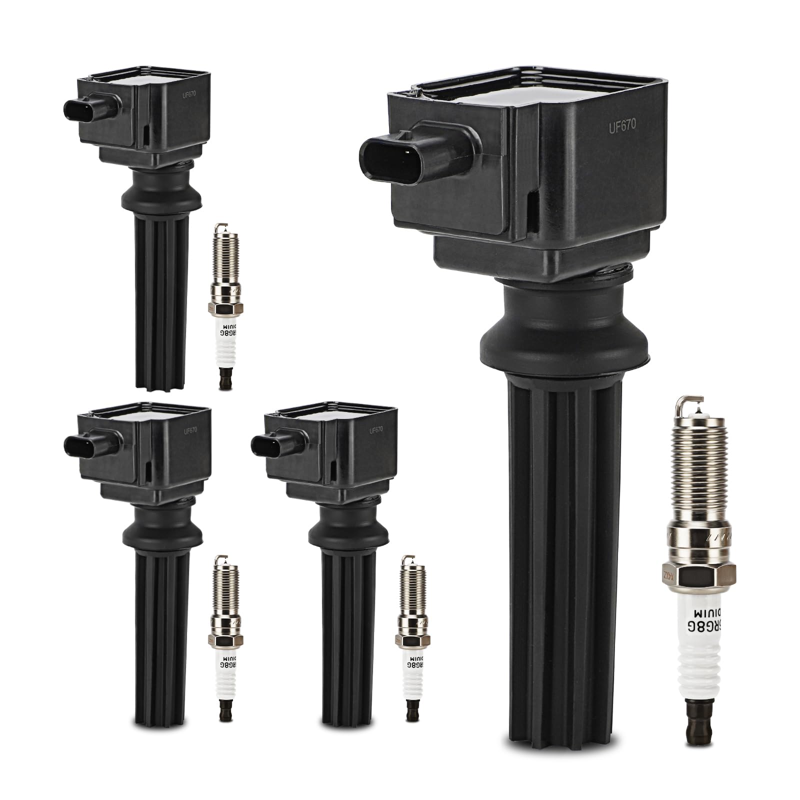Uf670 Ignition Coil & Ltr6Bhx Double Iridium Spark Plug For Ford Focus Edge Escape Explorer Fusion Mustang Taurus Ecosport/Jagua